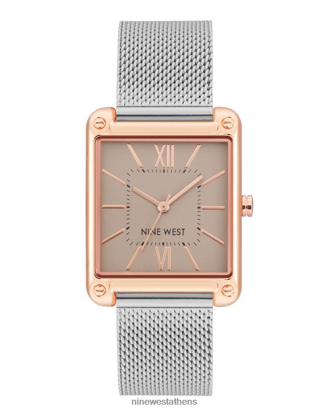 Nine West ρολόι με ορθογώνια διχτυωτή θήκη 4L4BF2862